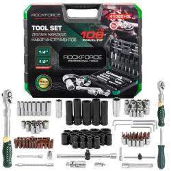 Zestaw narzędzi nasadowych Rockforce 114 el. 1/4" i 1/2" z grzechotkami teleskopowymi