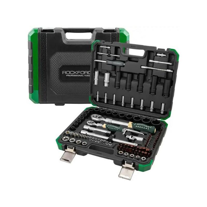 Zestaw narzędzi nasadowych Rockforce 114 el. 1/4" i 1/2" z grzechotkami teleskopowymi