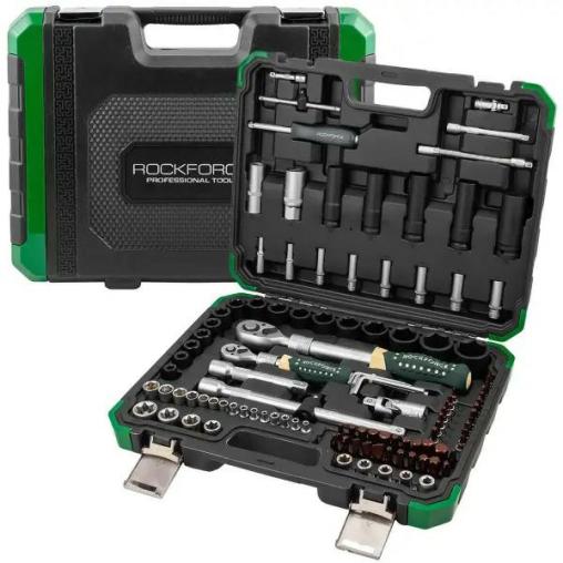 Zestaw narzędzi nasadowych Rockforce 114 el. 1/4" i 1/2" z grzechotkami teleskopowymi