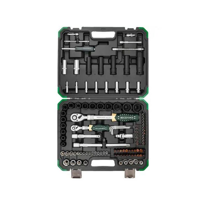 Zestaw narzędzi nasadowych Rockforce 114 el. 1/4" i 1/2" z grzechotkami teleskopowymi