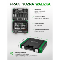 Zestaw narzędzi nasadowych Rockforce 114 el. 1/4" i 1/2" z grzechotkami teleskopowymi
