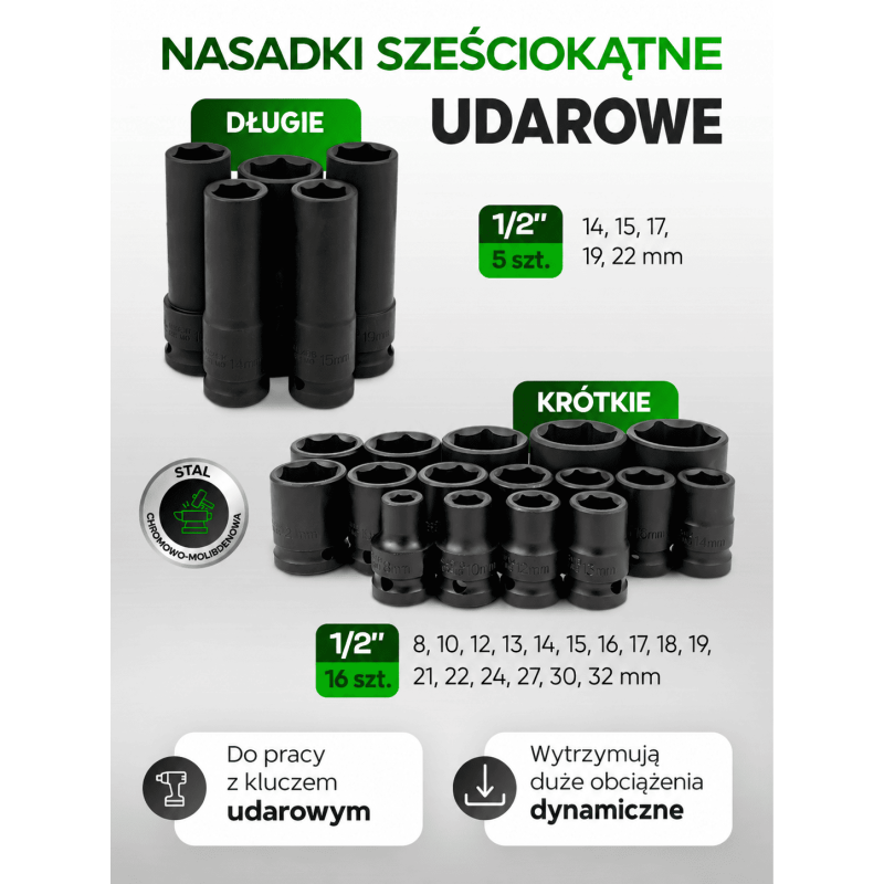 Zestaw narzędzi nasadowych Rockforce 114 el. 1/4" i 1/2" z grzechotkami teleskopowymi