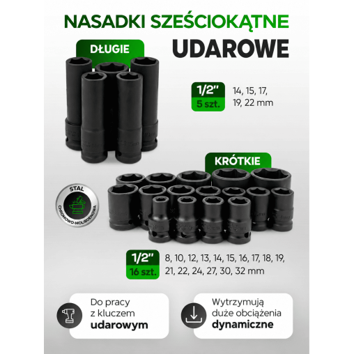 Zestaw narzędzi nasadowych Rockforce 114 el. 1/4" i 1/2" z grzechotkami teleskopowymi