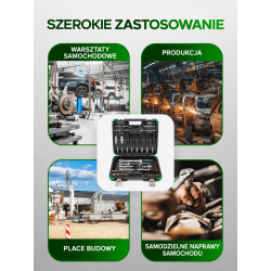 Zestaw narzędzi nasadowych Rockforce 114 el. 1/4" i 1/2" z grzechotkami teleskopowymi