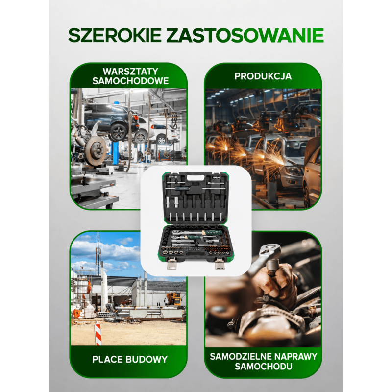 Zestaw narzędzi nasadowych Rockforce 114 el. 1/4" i 1/2" z grzechotkami teleskopowymi