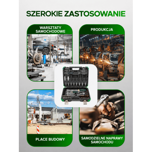 Zestaw narzędzi nasadowych Rockforce 114 el. 1/4" i 1/2" z grzechotkami teleskopowymi
