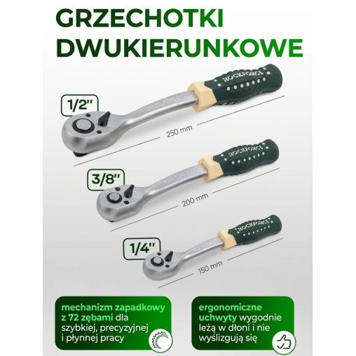 Zestaw narzędzi 216+6el. 1/4", 3/8", 1/2" (8-22mm)