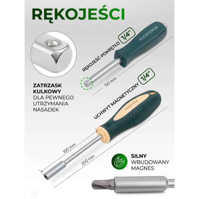 Zestaw narzędzi 216+6el. 1/4", 3/8", 1/2" (8-22mm)