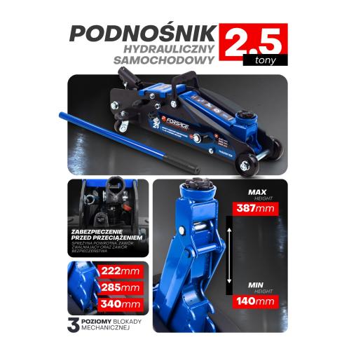 PODNOŚNIK SAMOCHODOWY LEWAREK ŻABA 2,5T BLOKADA