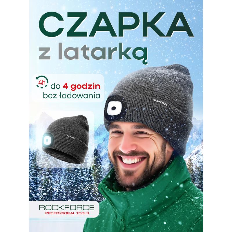 Czapka zimowa z latarką LED USB