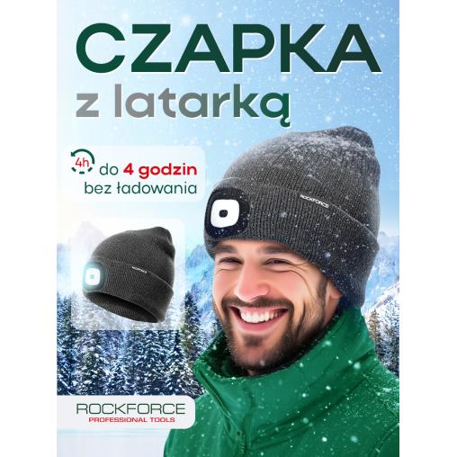Czapka zimowa z latarką LED USB