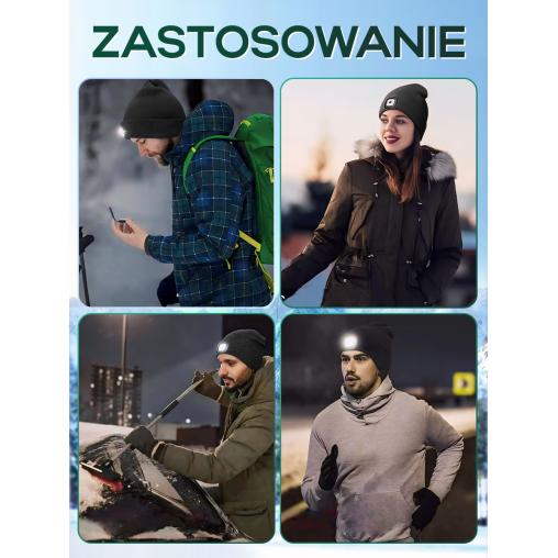 Czapka zimowa z latarką LED USB