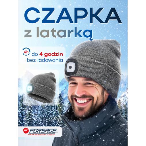 Czapka zimowa z latarką LED USB