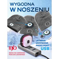Czapka zimowa z latarką LED USB
