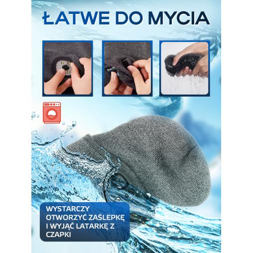 Czapka zimowa z latarką LED USB