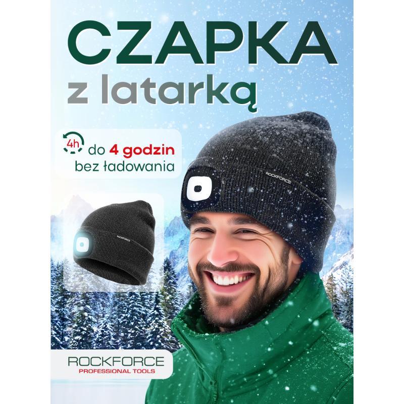 Czapka zimowa z latarką LED USB