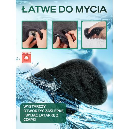 Czapka zimowa z latarką LED USB